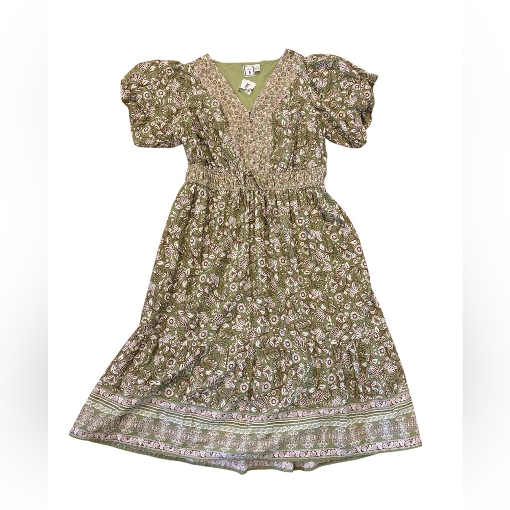 Léa Green Floral Print Cotton Tiered Maxi Dress, NWT - Picture 2 of 9